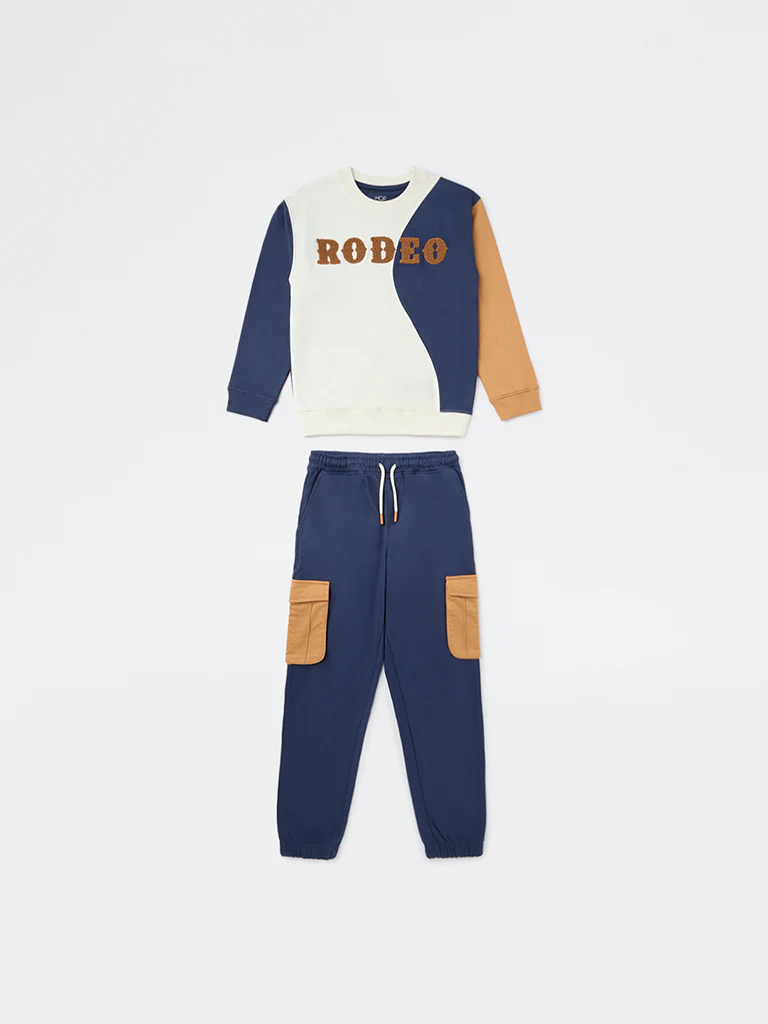 HOP Kids Boys Multicolour Cotton Sweatshirt and Joggers Set - Image 3