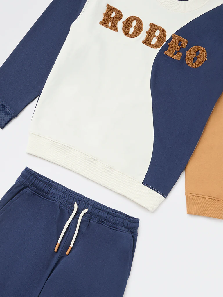 HOP Kids Boys Multicolour Cotton Sweatshirt and Joggers Set - Image 5