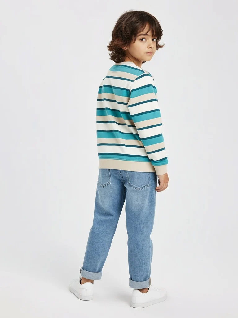 HOP Kids Boys Multicolour Striped Cotton Sweatshirt - Image 2