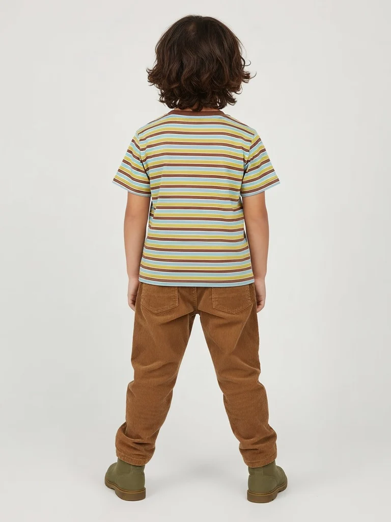 HOP Kids Boys Multicolour Striped Cotton T-Shirt - Image 2