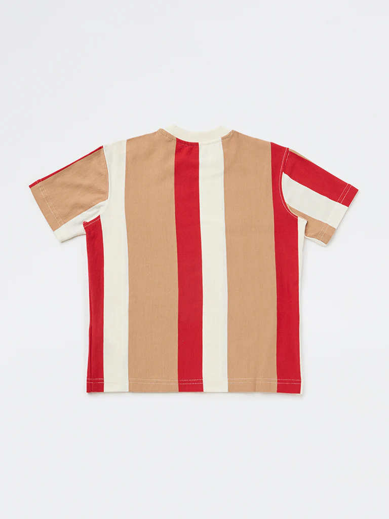HOP Kids Boys Multicolour Striped Cotton T-Shirt - Image 5