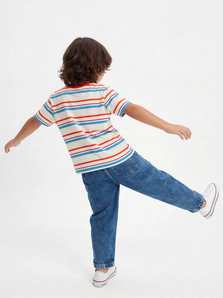 HOP Kids Boys Multicolour Striped Cotton T-Shirt - Image 2