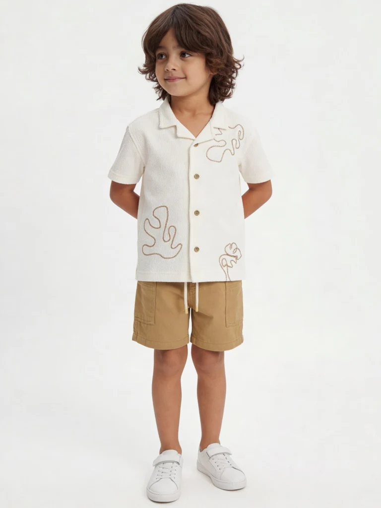 HOP Kids Boys Mustard Mid-Rise Cotton Shorts