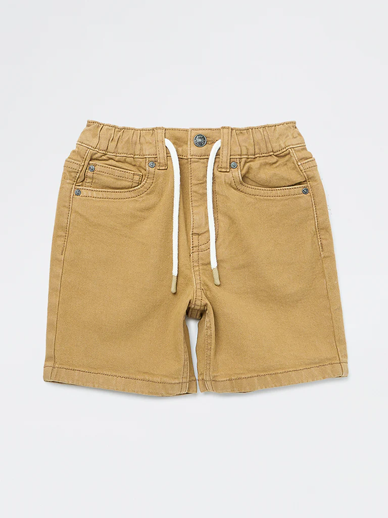 HOP Kids Boys Mustard Mid-Rise Denim Shorts - Image 4