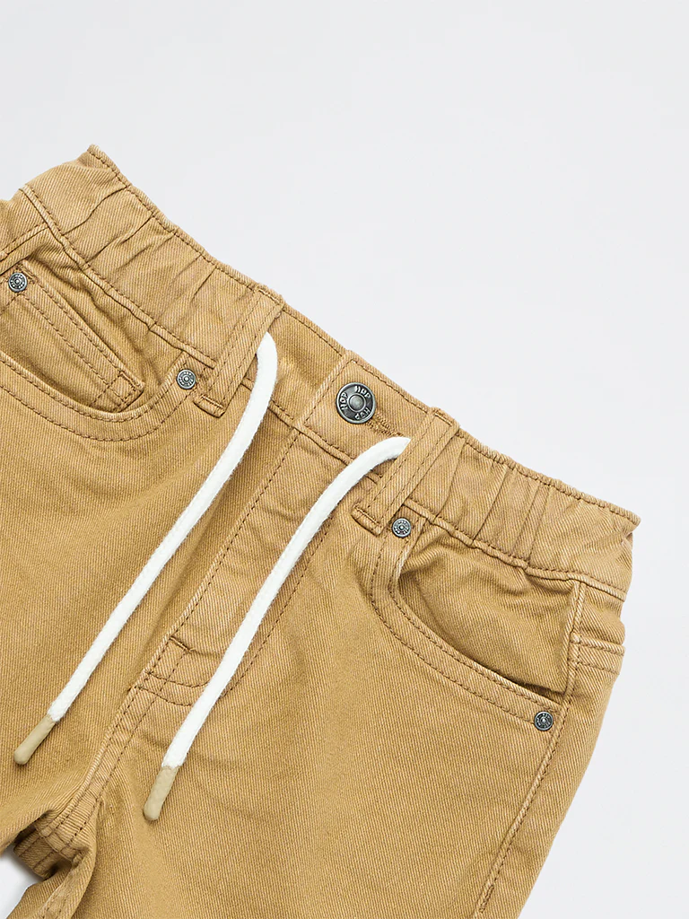 HOP Kids Boys Mustard Mid-Rise Denim Shorts - Image 6