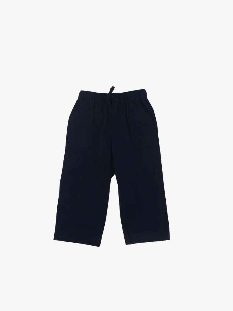 HOP Kids Boys Navy Blue Flowy Cotton Trousers - Image 3