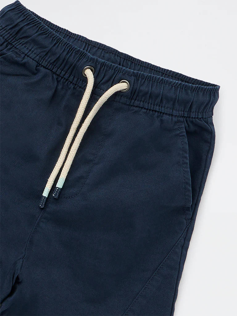 HOP Kids Boys Navy Mid-Rise Cotton-Blend Shorts - Image 5