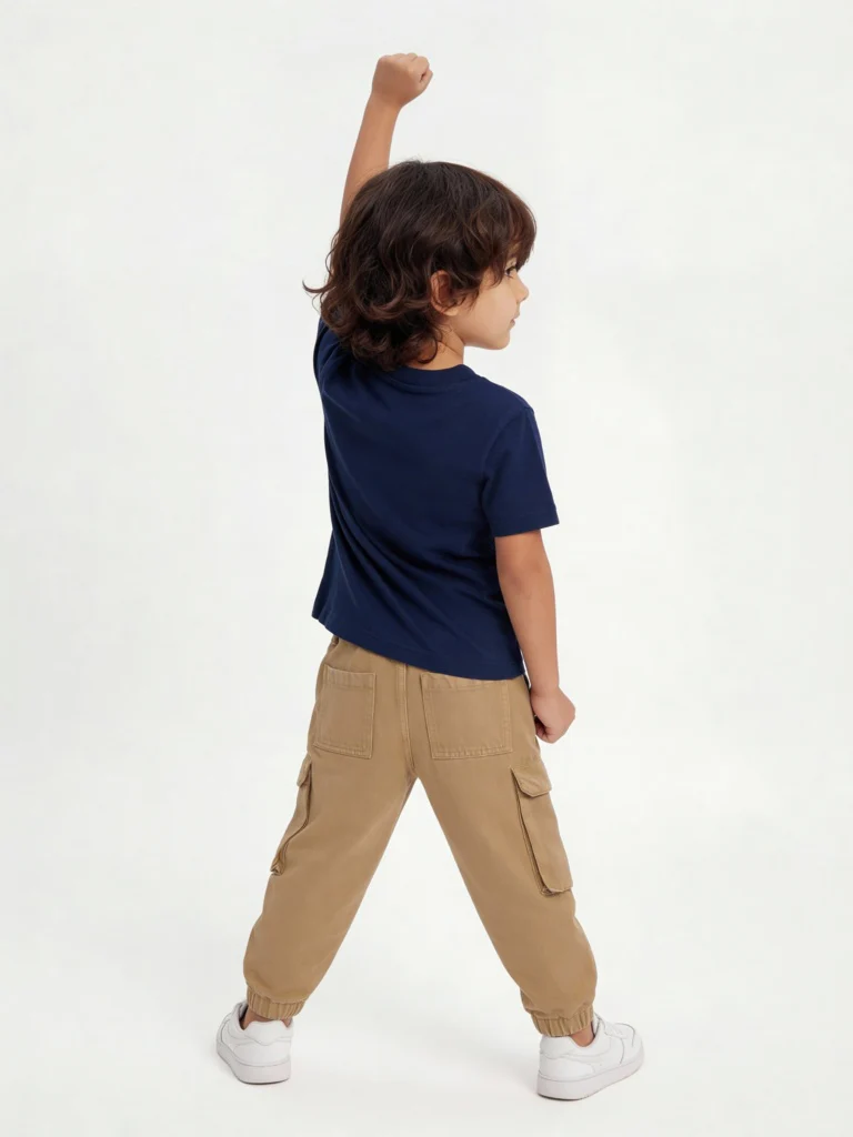 HOP Kids Boys Navy Text Embossed Cotton T-Shirt - Image 2