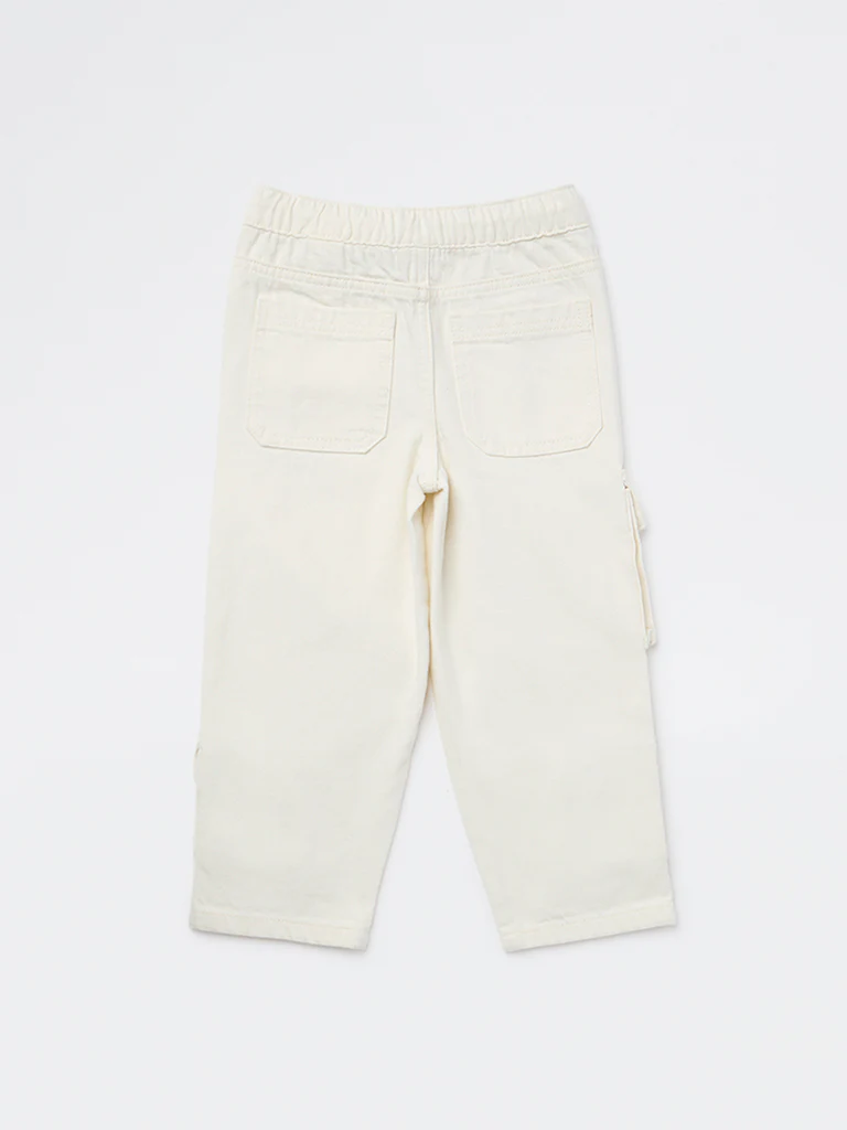 HOP Kids Boys Off-White Cargo-Style Mid-Rise Jeans - Image 5
