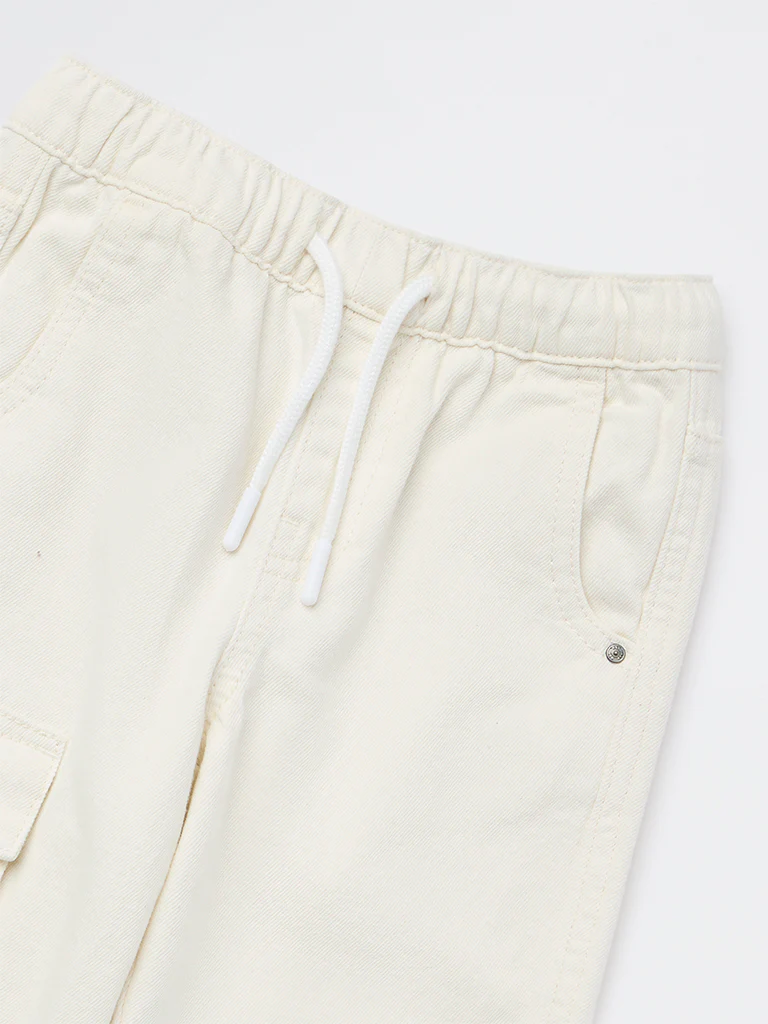HOP Kids Boys Off-White Cargo-Style Mid-Rise Jeans - Image 6