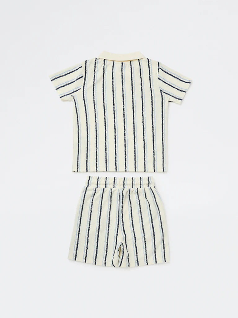 HOP Kids Boys Off-White Cotton-Blend T-Shirt and Shorts Set - Image 4