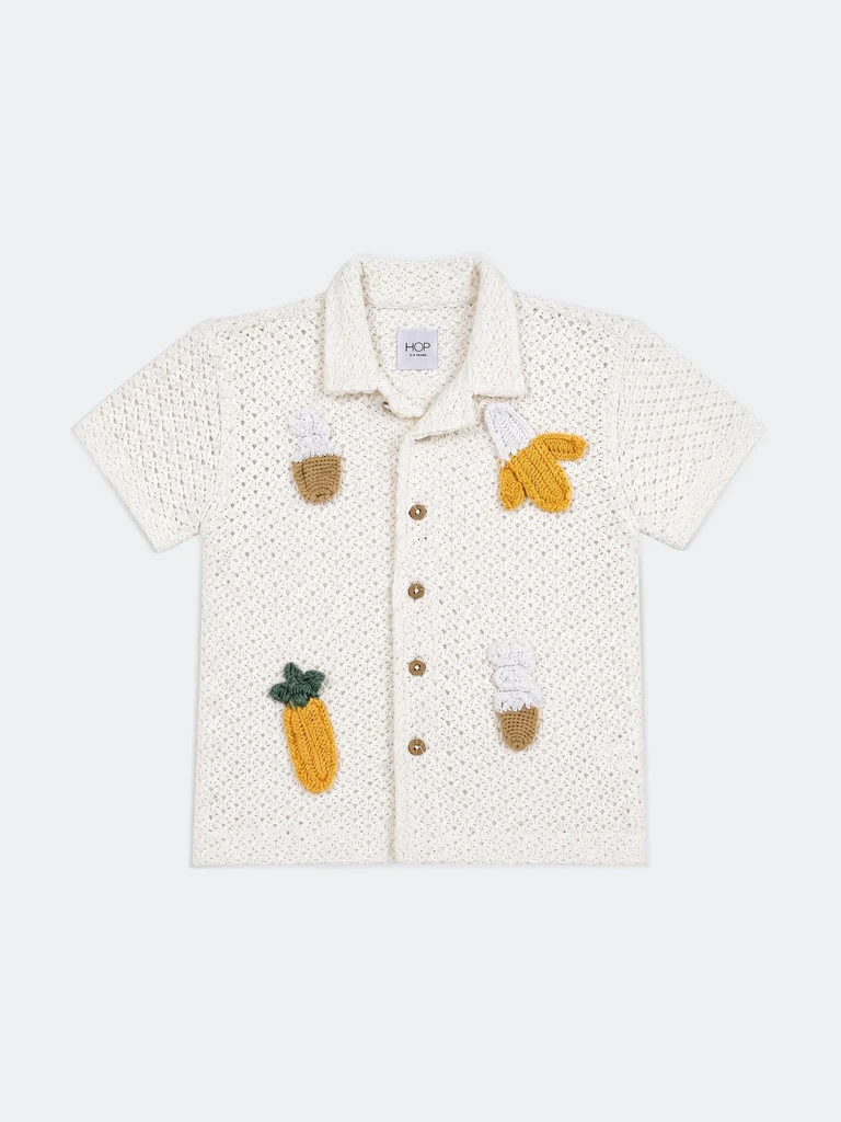 HOP Kids Boys Off-White Cotton Shirt - Image 3