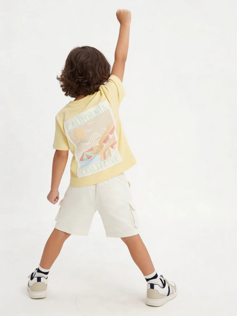 HOP Kids Boys Off-White Mid-Rise Cotton Cargo Shorts - Image 3