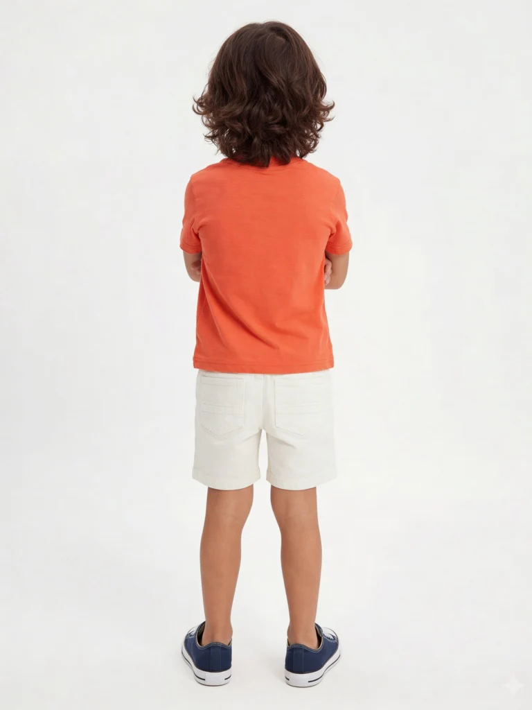HOP Kids Boys Off-White Mid-Rise Denim Shorts - Image 3