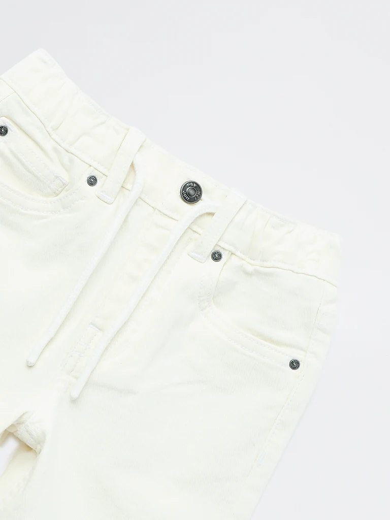 HOP Kids Boys Off-White Mid-Rise Denim Shorts - Image 6