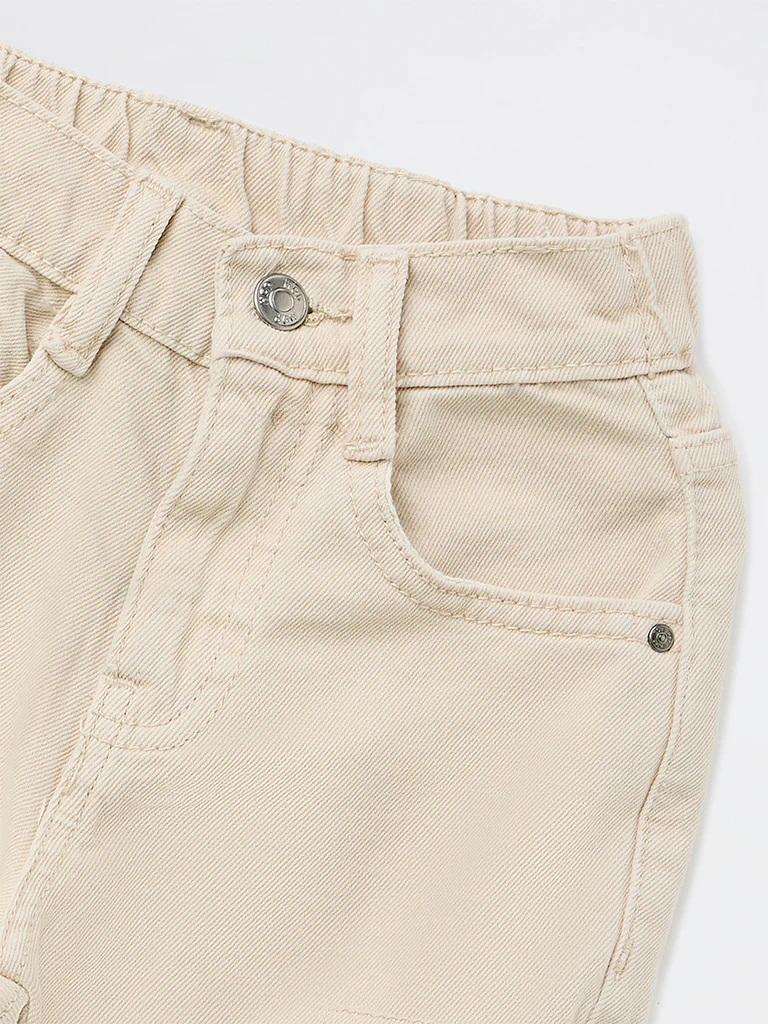 HOP Kids Boys Off-White Mid-Rise Relaxed-Fit Jeans - Image 6