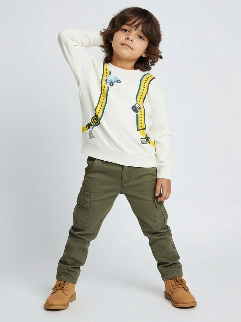 HOP Kids Boys Off-White Printed Cotton-Blend Sweatshirt