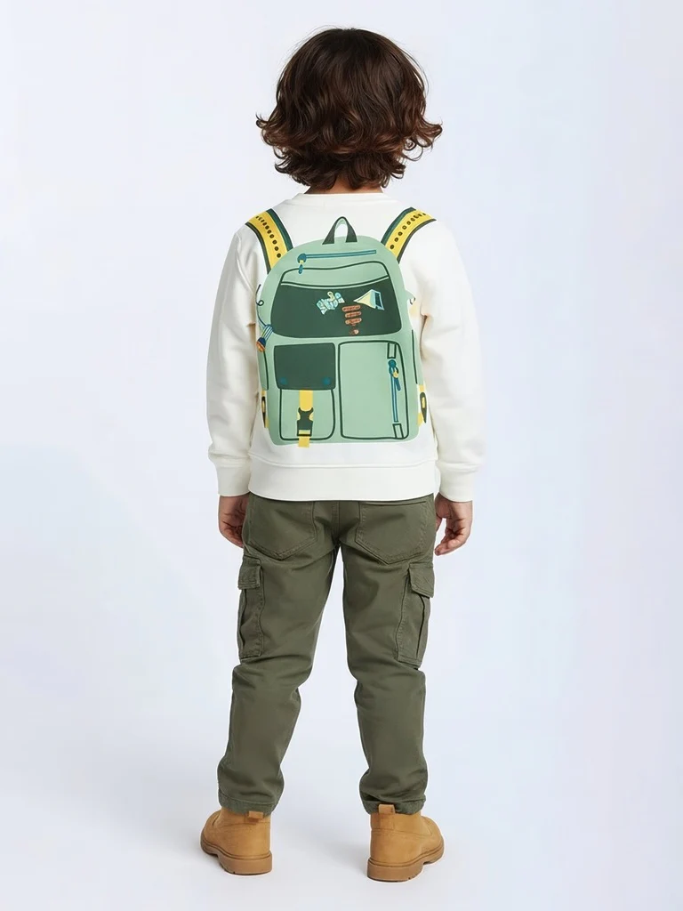 HOP Kids Boys Off-White Printed Cotton-Blend Sweatshirt - Image 2