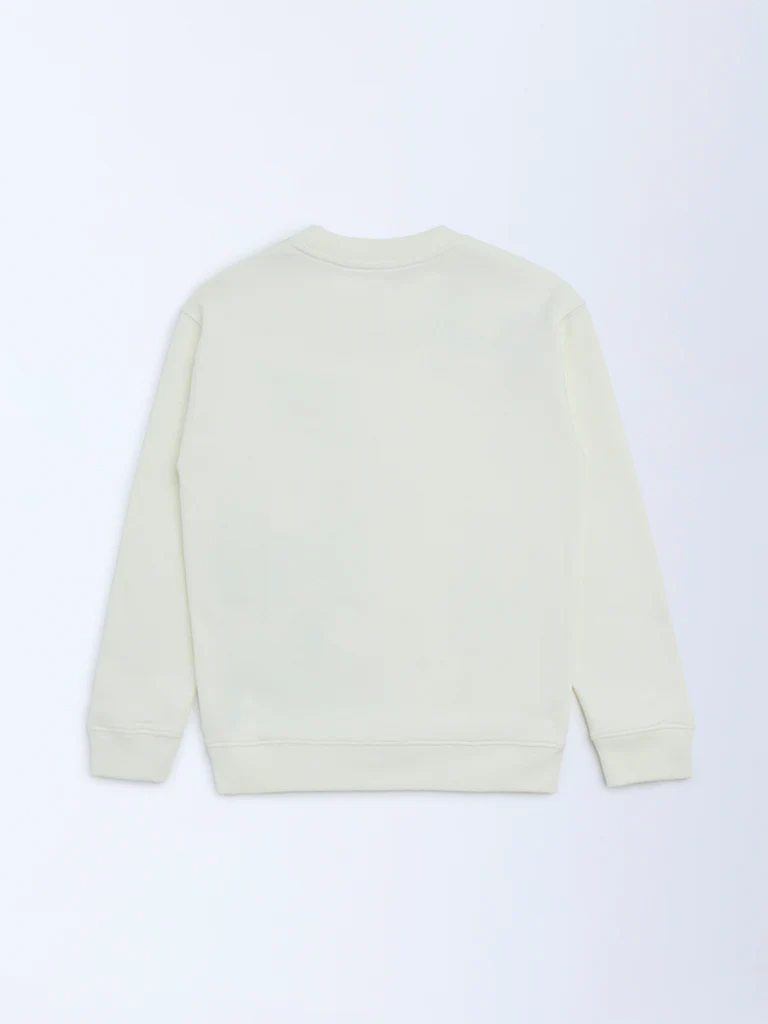 HOP Kids Boys Off-White Printed Cotton-Blend Sweatshirt - Image 4