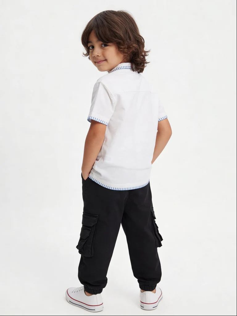 HOP Kids Boys Off-White Printed Cotton Shirt - Image 2