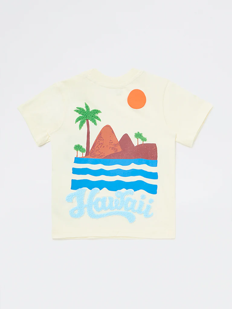 HOP Kids Boys Off-White Scenic-Printed Cotton T-Shirt - Image 3