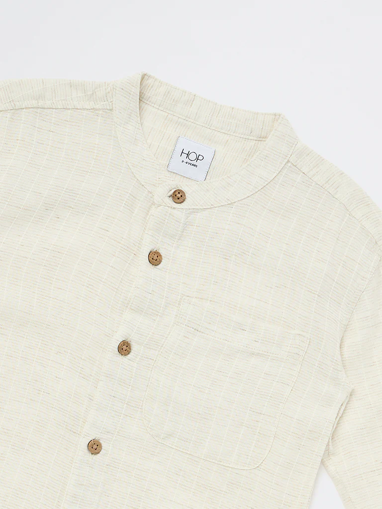 HOP Kids Boys Off-White Textured Shirt - Image 5