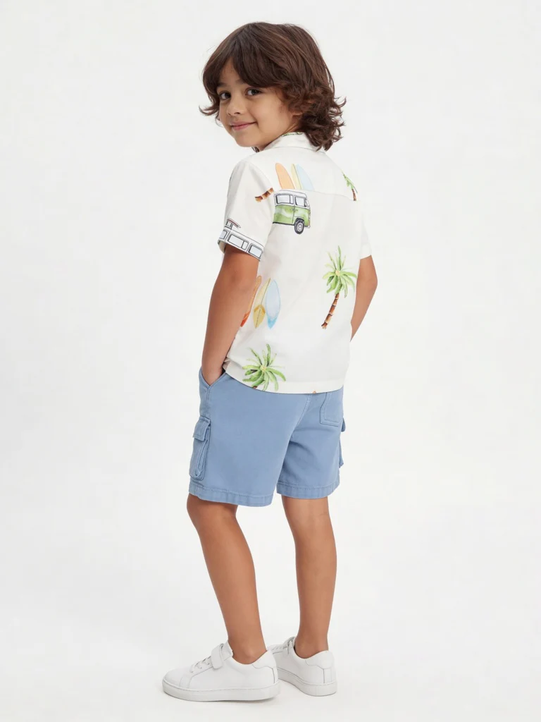 HOP Kids Boys Off White Tropical Printed Shirt - Image 2