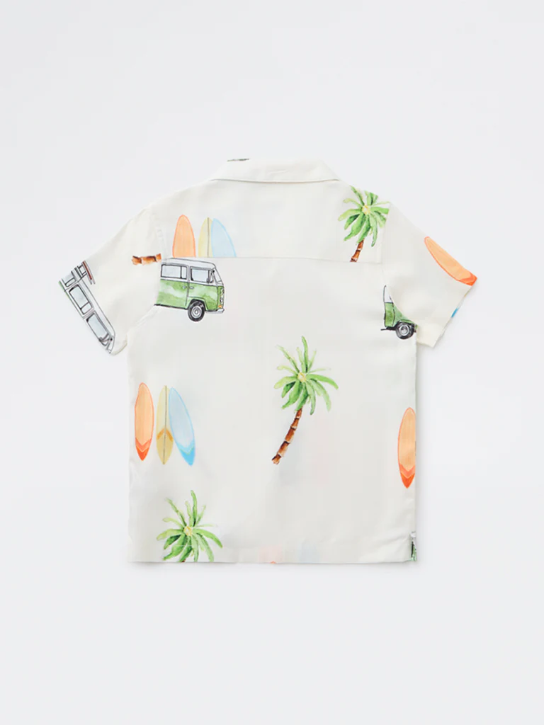 HOP Kids Boys Off White Tropical Printed Shirt - Image 4