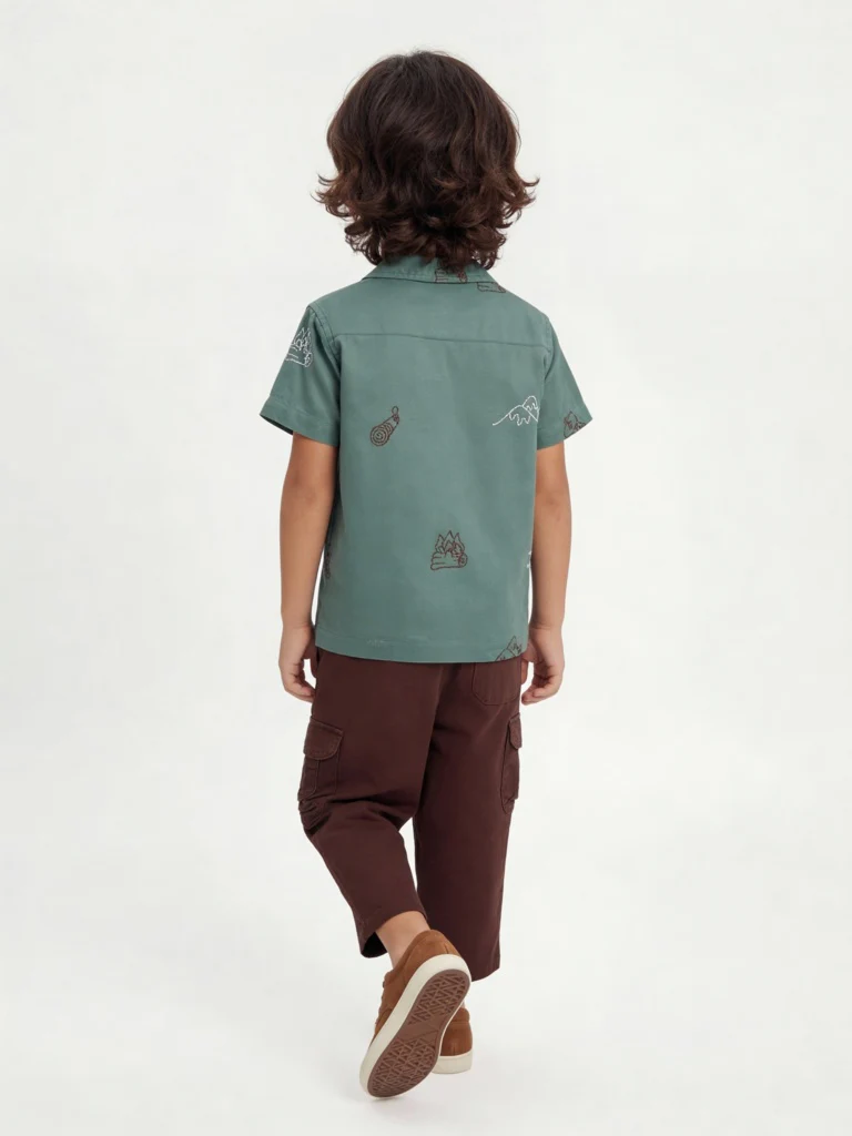 HOP Kids Boys Olive Embroidered Shirt - Image 2