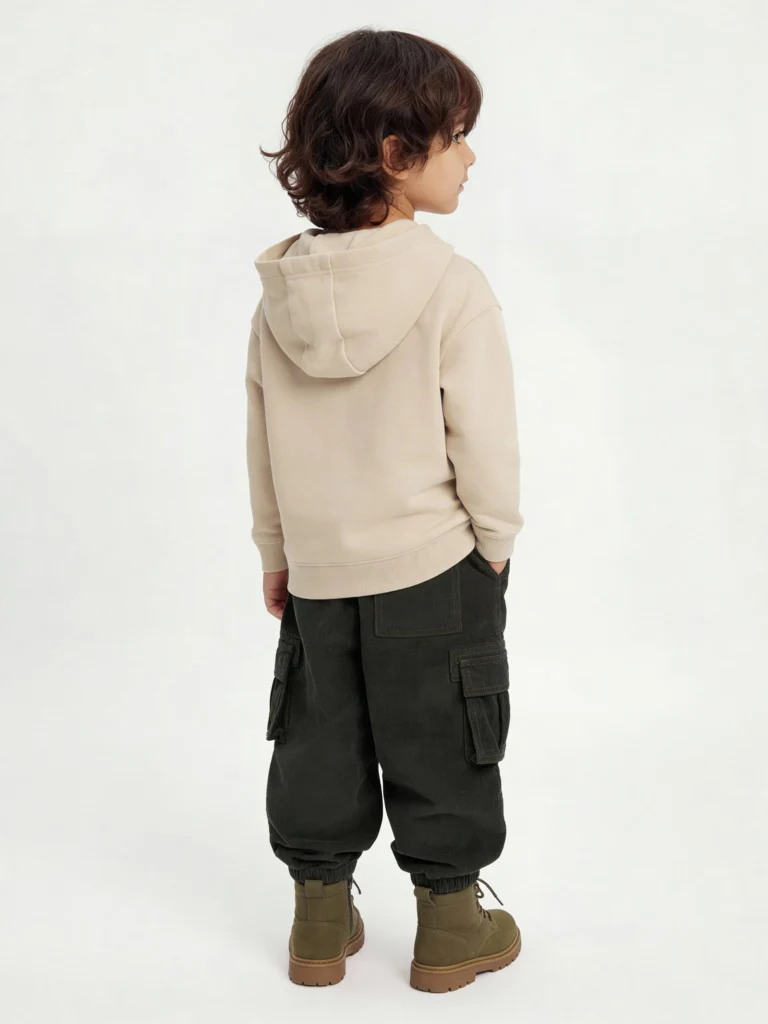HOP Kids Boys Olive Mid-Rise Corduroy Joggers - Image 3