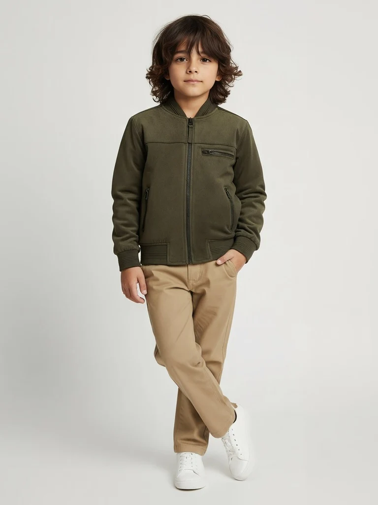 HOP Kids Boys Olive Suede Jacket