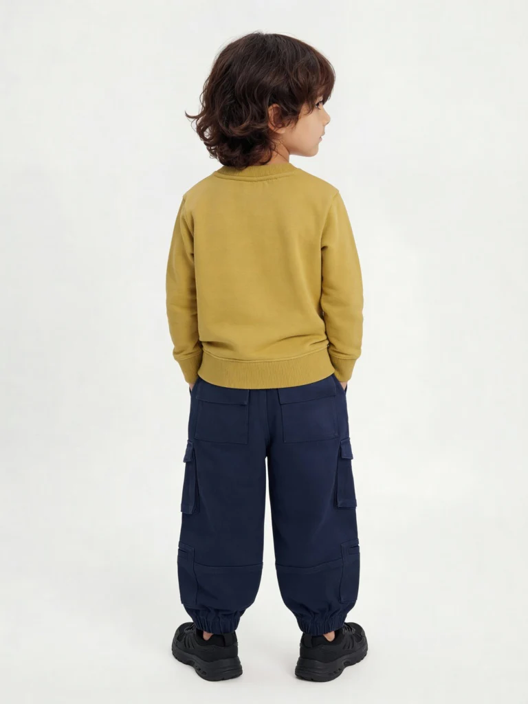 HOP Kids Boys Olive Text Embossed Cotton-Blend Sweatshirt - Image 2