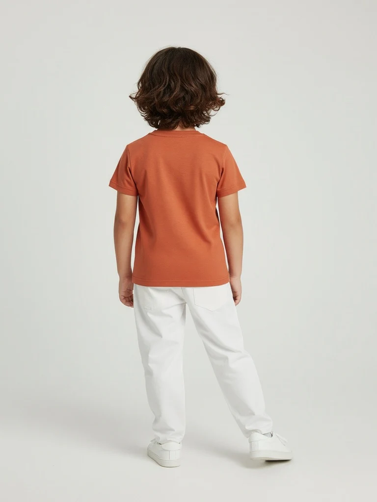HOP Kids Boys Orange Baseball-Themed Cotton T-Shirt - Image 2