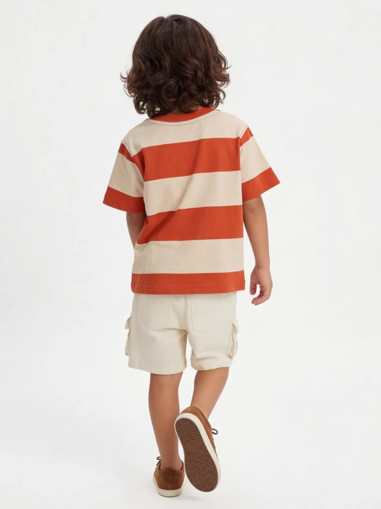 HOP Kids Boys Orange Colorblock Cotton T-Shirt - Image 3