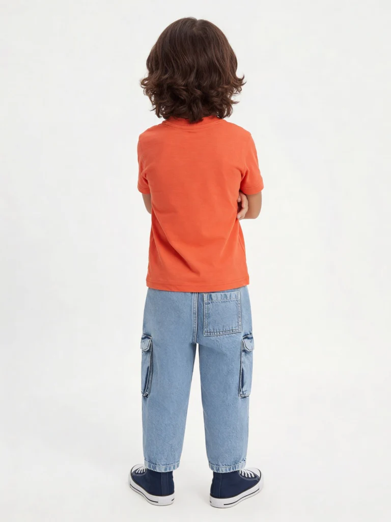 HOP Kids Boys Orange Graphic Printed Cotton T-Shirt - Image 3