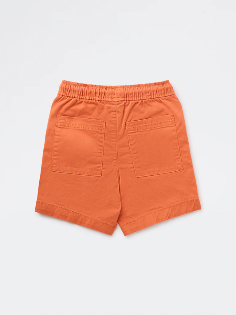 HOP Kids Boys Orange Mid-Rise Cotton-Blend Shorts - Image 2