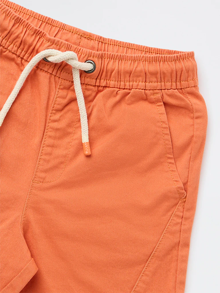 HOP Kids Boys Orange Mid-Rise Cotton-Blend Shorts - Image 3