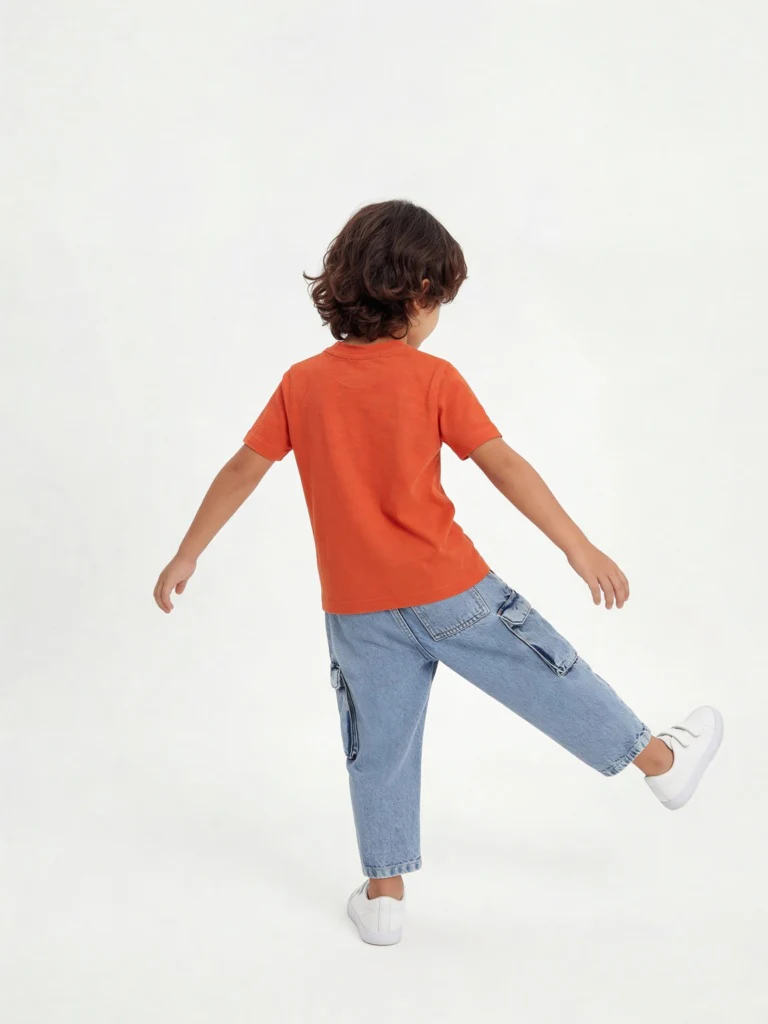 HOP Kids Boys Orange Printed Cotton T-Shirt - Image 2