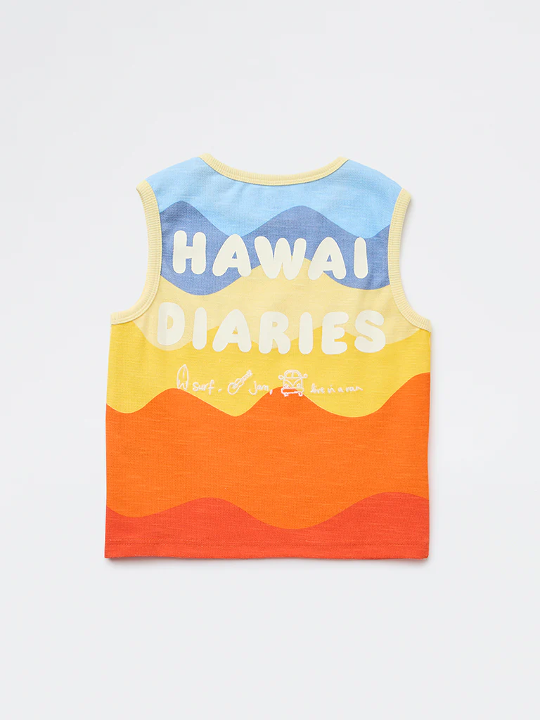 HOP Kids Boys Orange Printed Cotton T-Shirt - Image 2
