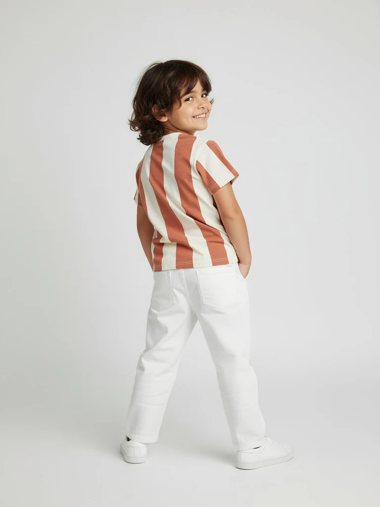 HOP Kids Boys Orange Striped Cotton T-Shirt - Image 3