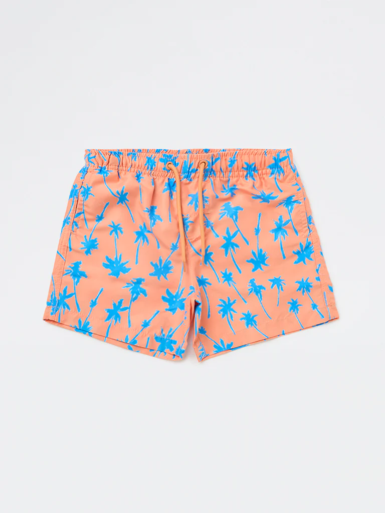 HOP Kids Boys Orange Tropical Printed Mid-Rise Swim Shorts - Image 4
