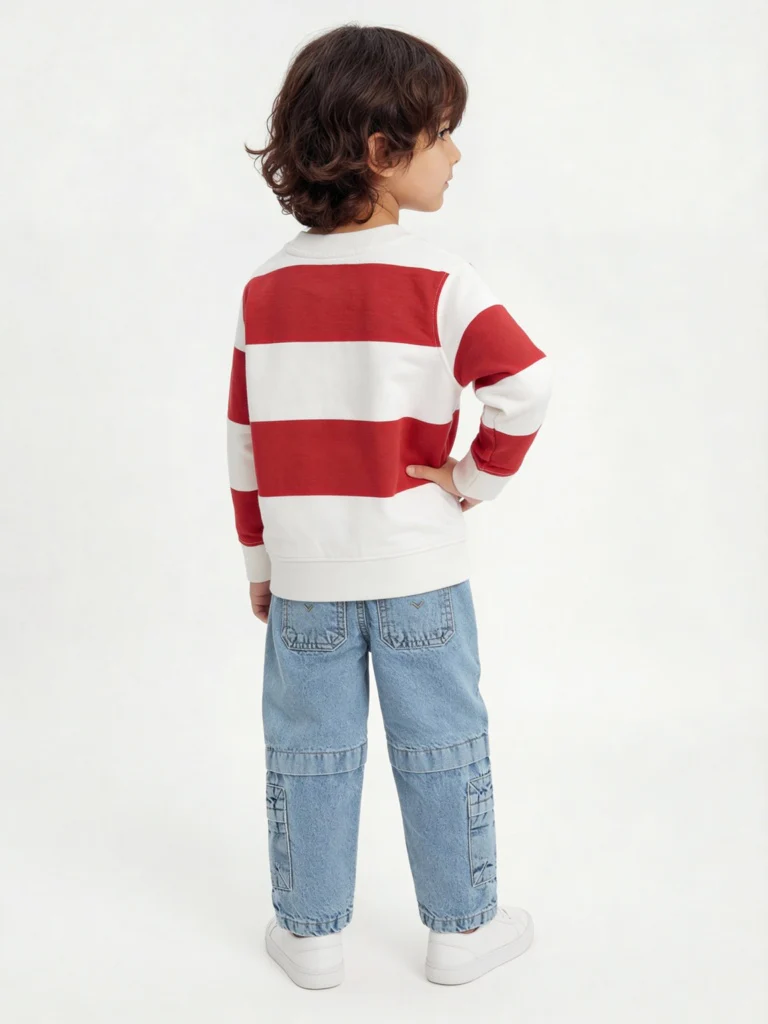 HOP Kids Boys Red Colour-Blocked Cotton Sweatshirt - Image 3