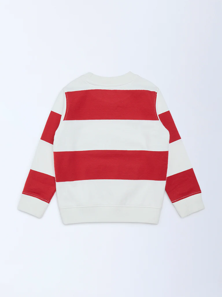 HOP Kids Boys Red Colour-Blocked Cotton Sweatshirt - Image 5