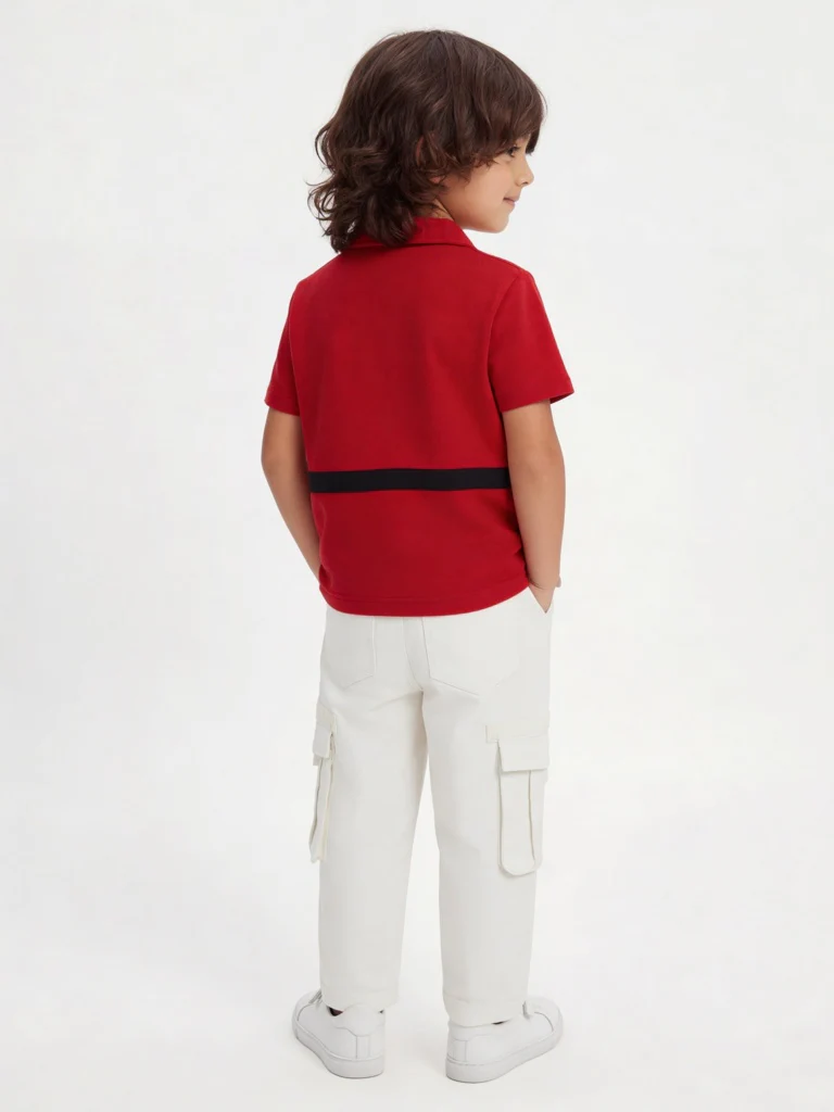 HOP Kids Boys Red Pouch Detailed Cotton T-Shirt - Image 2