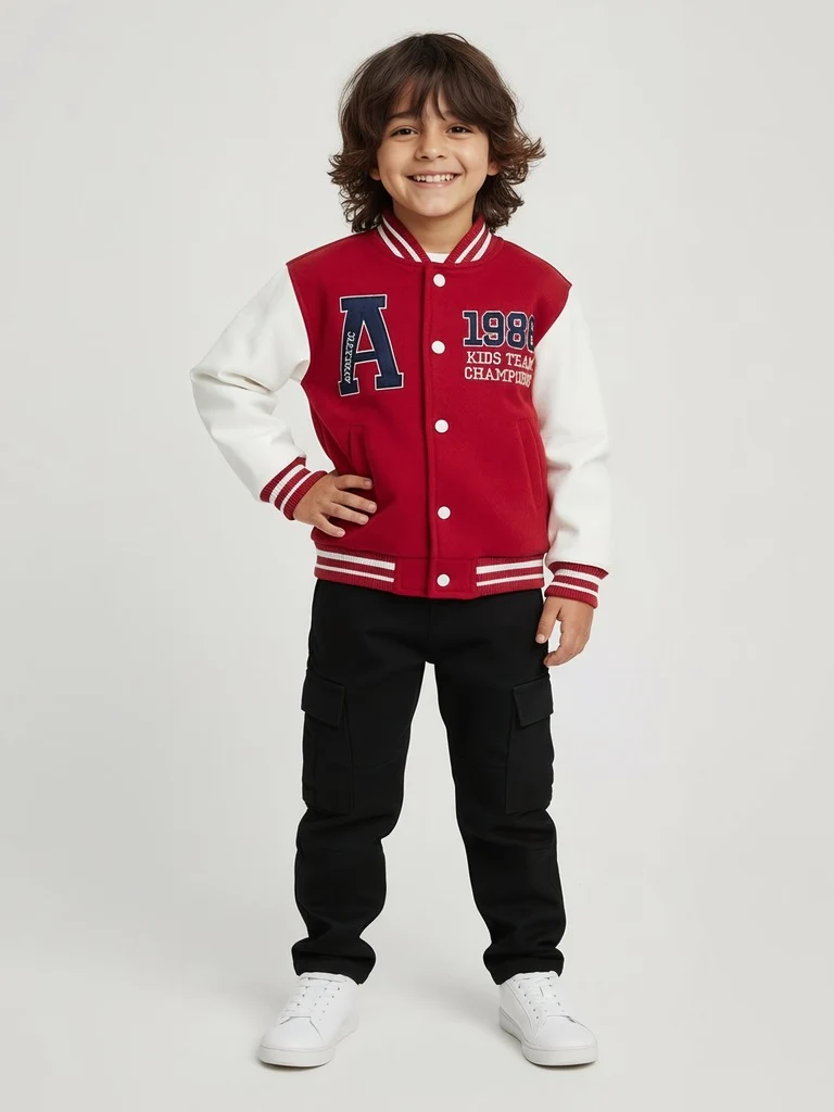 HOP Kids Boys Red Text-Detail Jacket with a Hood