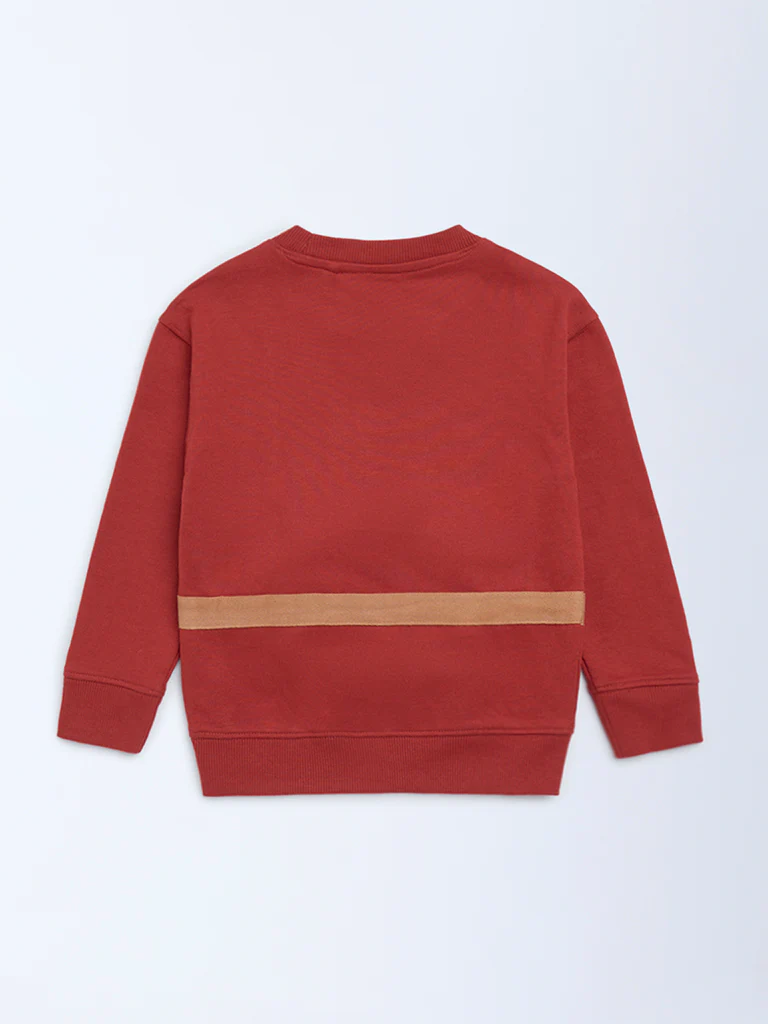 HOP Kids Boys Rust Pouch Detailed Cotton-Blend Sweatshirt - Image 4