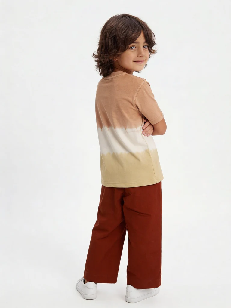 HOP Kids Boys Rust Solid Relaxed-Fit Cotton Trousers - Image 2