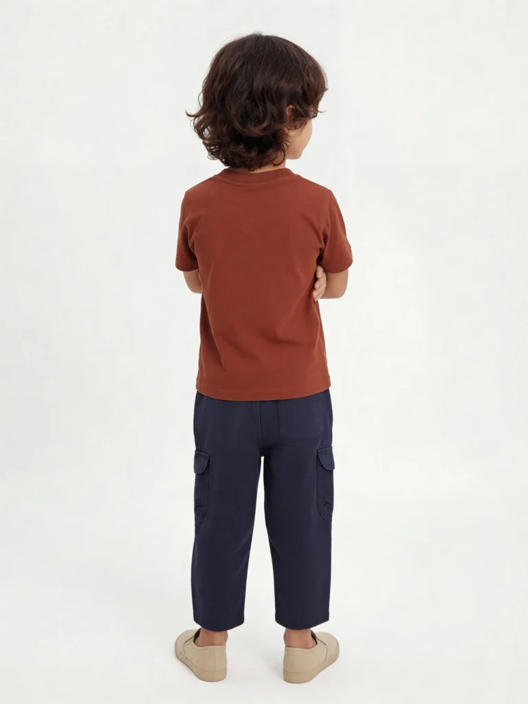 HOP Kids Boys Rust Text Pattern Cotton T-Shirt - Image 2