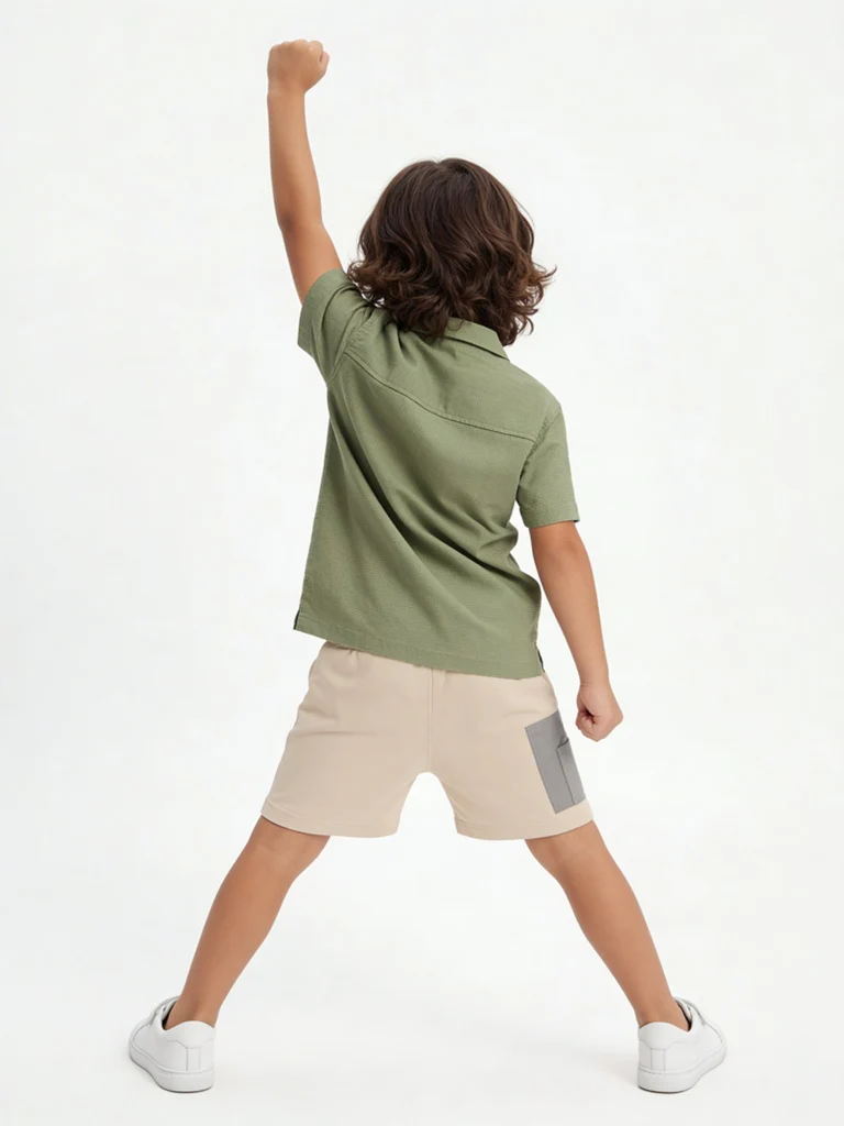 HOP Kids Boys Sage Embroidered Cotton Shirt - Image 2
