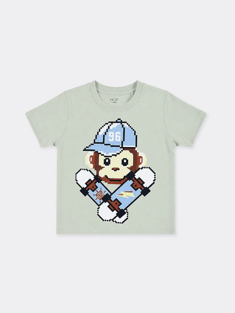 HOP Kids Boys Sage Printed Cotton T-Shirt - Image 3